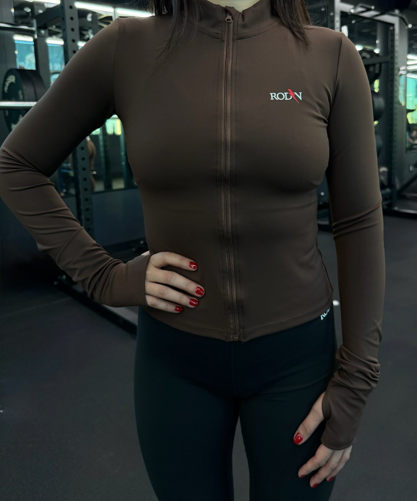 Full Set Bundle (Sports Bra + Leggings + Jacket) Brown Color